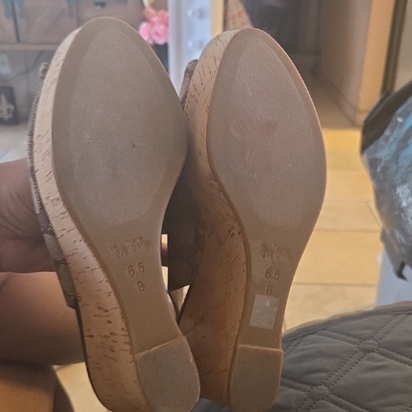 Coach Women's Tan Patterned Wedges - Picture 6 of 6